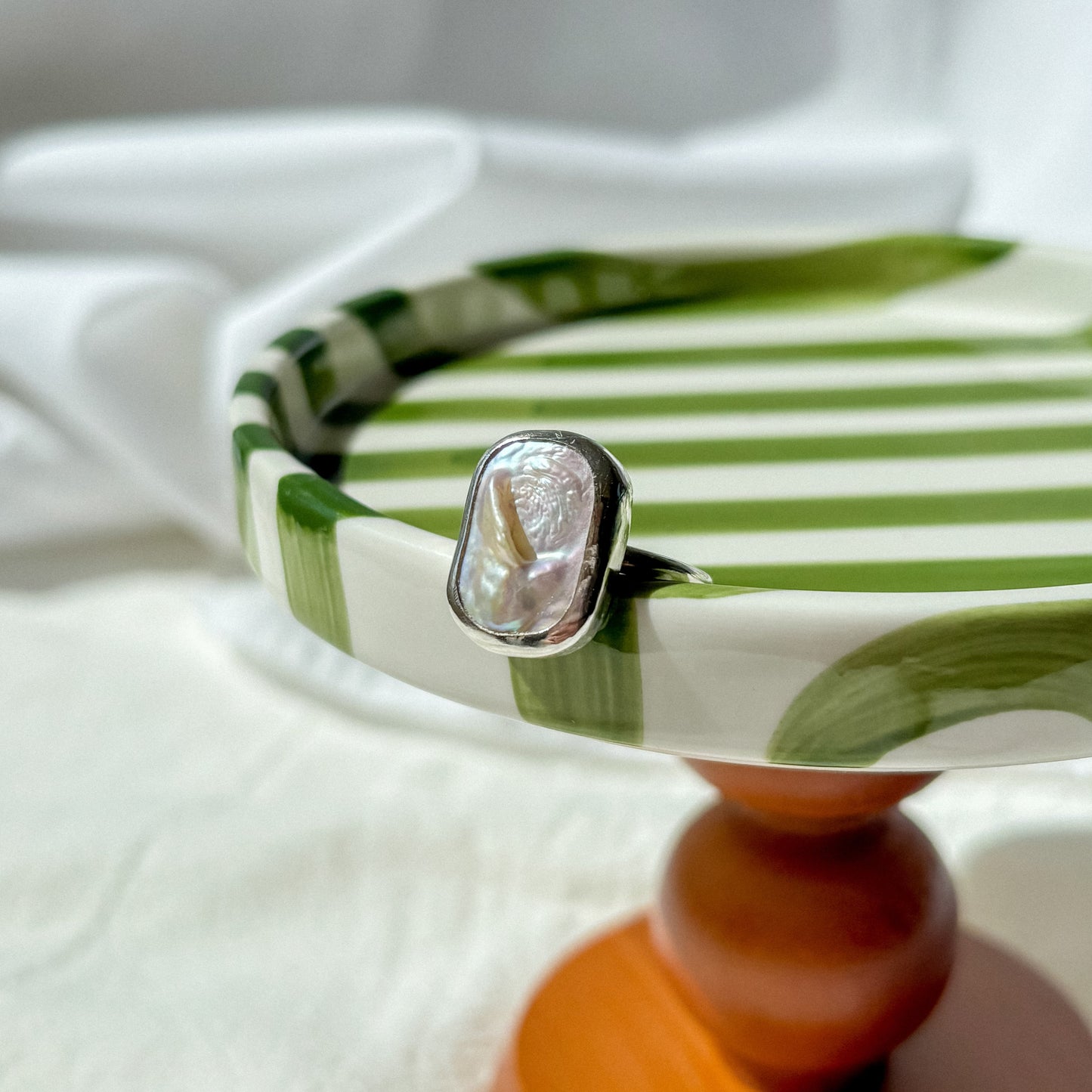 Square keshi pearl ring 17