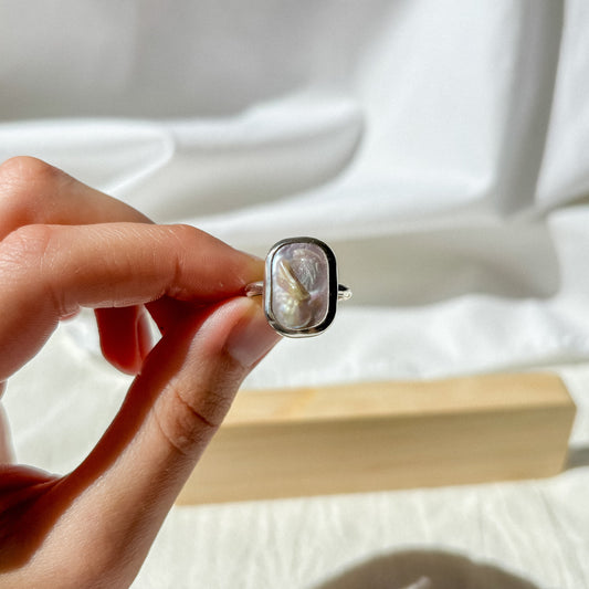 Square keshi pearl ring 17